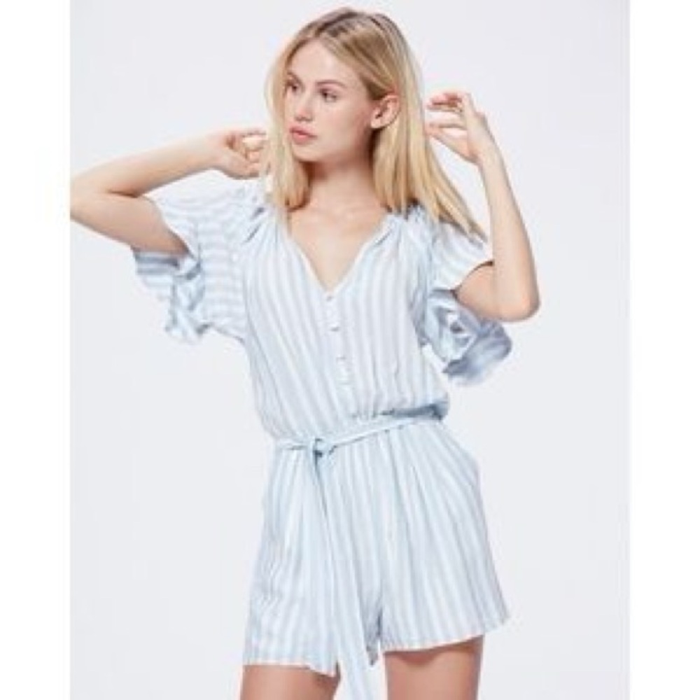 NWOT brand new unworn Light Blue and White Striped Romper from Paige